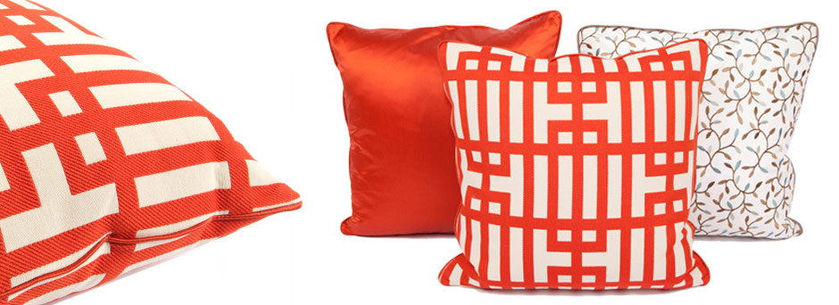 Archi-Grid, Spring Buds, Posh Flame Throw Pillows